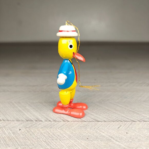 Vintage Wooden Anthropomorphic Duck Christmas Ornament Hand Painted - Picture 4 of 6